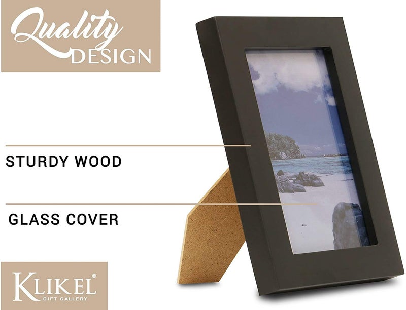 Klikel Black Picture Frame - Set of 2 4 X 5 Black Wooden Photo Frame - Made of Real Wood With Glass Photo Protection - Wall Hanging And Table Standing Display - Image 3